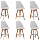 Kit 6 Banquetas Maya Gourmet Gitarória-altura 62 Cm Do Chão Até O Assento-tecido Linho