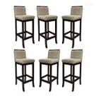 Kit 6 Banquetas Média para Ilha de Cozinha Nice Madeira Maciça Matelassê Suede Bege CCS Kit 6 Banquetas Média para Ilha de Cozinha Nice Madeira Maciça Matelassê Suede Bege CCS