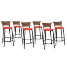 Kit 6 Banquetas Para Balcão 60cm Preta Junco Cappuccino Balcão Bistrô Bar Cozinha Americana Área de Lazer Churrasqueira