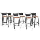Kit 6 Banquetas Para Bancada 60cm Preta Junco Preto Balcão Ilha Bistrô Bar Cozinha Gourmet Área de Lazer Piscina