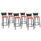Kit 6 Banquetas Para Bancada 60cm Preta Junco Preto Balcão Ilha Bistrô Bar Cozinha Gourmet Área de Lazer Piscina