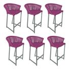 Kit 6 Banquetas Reis Em Corda Náutica E Base Em Alumínio Cinza Para área Gourmet Externa Rosa Rosa Kit 6 Banquetas Reis Em Corda Náutica E Base Em Alumínio Cinza Para área Gourmet Externa Rosa Rosa