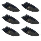 Kit 6 Barcas Sushi Comida Japonesa Oriental 27,5x13cm Plástica Divisórias Preto Uno Coza