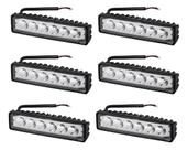 Kit 6 Barra Farol Auxiliar Milha Led Foco 30º Off Road 18w