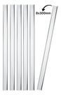 Kit 6 Bastões Agitadores 8x300mm Vidro Maciço Ponta Lapidada Kit 6 Bastões Agitadores 8x300mm Vidro Maciço Ponta Lapidada
