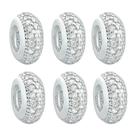 Kit 6 Berloques Separadores com Zircônia Cristal Prata 925