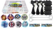 Kit 6 Beyblade Burst + 3 Lançador 3 Sporte Grip + Maleta Beyblade