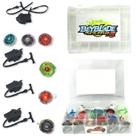 Kit 6 Beyblade Pião Tornado Metal Fusion + 4 Lançadores + Maleta