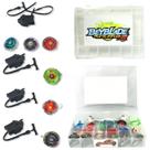 Kit 6 Beyblade Pião Tornado Metal Fusion + 4 Lançadores + Maleta