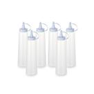 Kit 6 Bisnagas Plásticas Transparentes Com Tampa Em Cores 400ml Branco Kit 6 Bisnagas Plásticas Transparentes Com Tampa Em Cores 400ml Branco