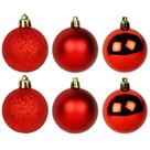 Kit 6 Bolas 8cm Grande Vermelhas Decoração Para Árvore Natal