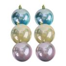 Kit 6 Bolas de Natal 8 cm Coloridas Lisa Brilhante para Árvore Natalino