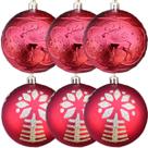 Kit 6 bolas De Natal Enfeite Árvore De Natal 80mm Vermelha