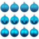Kit 6 Bolas De Natal Mista 8cm Azul Decoração Árvore