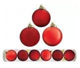 Kit 6 Bolas De Natal Mista 8cm Vermelha Decoração Árvore