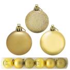 Kit 6 Bolas Grande Mista Dourada 10cm Decorada Natal Arvore Kit 6 Bolas Grande Mista Dourada 10cm Decorada Natal Arvore