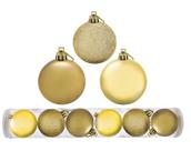 Kit 6 Bolas Natal Mista Glitter, Fosca, Lisa Dourada 7cm - Riomaster