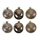Kit 6 Bolas Natalinas Rose Mix Estrela Lisa Glitter 8 cm Enfeite para Árvore de Natal