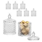 Kit 6 Bomboniere Potiche Baleiro Pote Vidro Porta Joias Decorativo Doces Decoração Redondo 8x8,5cm