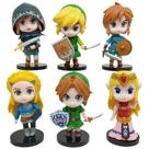 Kit 6 bonecos the legend of zelda link princesa miniaturas 10cm