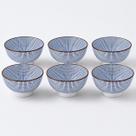 Kit 6 Bowls Conjunto Tigelas Cumbucas Minimalista Cerâmica Sobremesas 12cm Listras Azul 300ml Kit 6 Bowls Conjunto Tigelas Cumbucas Minimalista Cerâmica Sobremesas 12cm Listras Azul 300ml