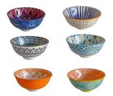 Kit 6 Bowls Cumbucas Tigelas Estampadas 300ml Cozinha Oriental Mesa Posta Kit 6 Bowls Cumbucas Tigelas Estampadas 300ml Cozinha Oriental Mesa Posta