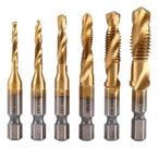 Kit 6 Brocas Macho Fura E Faz Rosca M3 A M10 Aço Titânio Hss