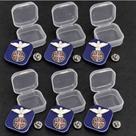 Kit 6 Broche Botton Espirito Santo Com Medalha São Bento + Caixinha