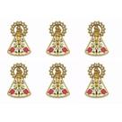 Kit 6 Broche Nossa Sra. de Nazaré Rosa Metal Com Pedras + Caixinha