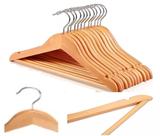 Kit 6 Cabides Madeira Envernizado com Gancho Inox Giratório Para Camisa Calça Blusa Roupas da marca Rayco