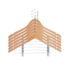 Kit 6 Cabides Madeira Premium com Verniz para Roupas Armario
