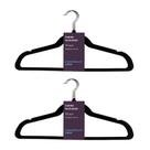Kit 6 Cabides Veludo Preto Gancho Prata Antideslizantes 44cm - Paramount Plásticos