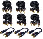 Kit 6 Cabo RCA 1,5 Metro mais 3 Y 2M1F Processador Crossover