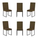 Kit 6 Cadeira Estofadas Base de Ferro Preta Para Mesa Jantar
