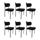 Kit 6 Cadeira Mila Estofada Sala Mesa de Jantar Gourmet Linho Preto Kit 6 Cadeira Mila Estofada Sala Mesa de Jantar Gourmet Linho Preto