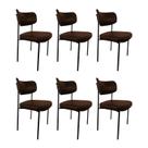 Kit 6 Cadeira Mila Estofada Sala Mesa de Jantar Gourmet material sintético Marrom Kit 6 Cadeira Mila Estofada Sala Mesa de Jantar Gourmet material sintético Marrom