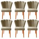 Kit 6 Cadeira Poltrona Sala de Jantar Penteadeira Reforçada Decorativa Pétala Suede