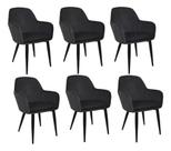 Kit 6 Cadeira Poltrona Vintage Eames Em Tecido Veludo Preto Kit 6 Cadeira Poltrona Vintage Eames Em Tecido Veludo Preto