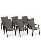 Kit 6 Cadeira Riviera Piscina Alumínio Preto Tela Fendi