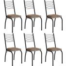 Kit 6 Cadeiras Aço Carbono Tubular Metálica Acabamento D-25 Luana Preto-rattan