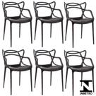 Kit 6 Cadeiras Allegra Cor Preta Empillhavel Para Mesa De Jantar Cozinha Jardim Garden Life