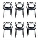 Kit 6 Cadeiras Allegra Polipropileno Sacada, Varanda, Jardim,Tendencia - Preto