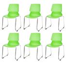 Kit 6 Cadeiras ANM30F Jacobsen Anima Office Polipropileno Verde Base Cromada com Encaixe Longarina