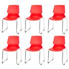 Kit 6 Cadeiras ANM30F Jacobsen Anima Office Polipropileno Vermelho Base Cromada com Encaixe Longarina
