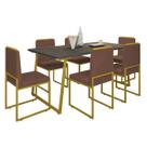 Kit 6 Cadeiras Barcelona Base Dourado - 95cm X 44cm Kit 6 Cadeiras Barcelona Base Dourado - 95cm X 44cm