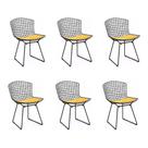 Kit 6 Cadeiras Bertoia Preta com Assento Amarelo