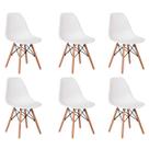 Kit 6 Cadeiras Charles Eames Eiffel Base Madeira Sala De Jantar Cozinha Branco