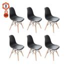 Kit 6 Cadeiras Charles Eames Eiffel Base Madeira Sala De Jantar Cozinha Preto