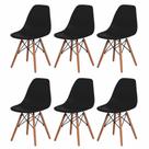 Kit 6 Cadeiras Com Encosto Para Mesa De Jantar Cozinha Charles Eames Eiffel Base Madeira Wood Preta