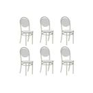 Kit 6 Cadeiras de Cozinha 190 Aço 6 Uni Prata/Courano Branco - Carraro